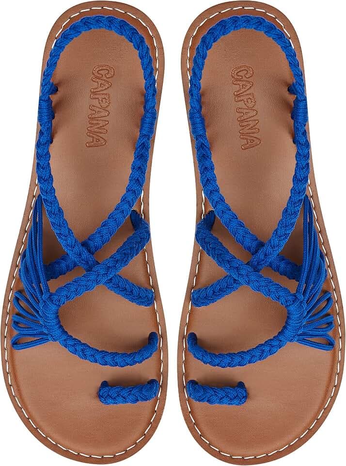 Capana Woven Women's Flat Sandals - Strappy Braided Sandals, Beach Sandals for Women Dressy Summer, Rope Bohemian Sandals, Spring Casual Womens Shoes, Comfy Boho Flats for Teen Girls – Commune