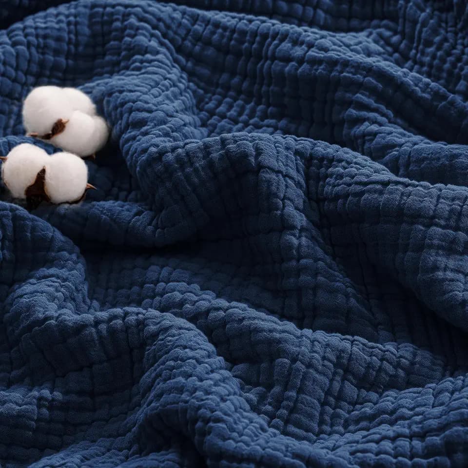 Exclusivo Mezcla 100% Cotton 6-Layer Muslin Blanket King Size, Navy Blue