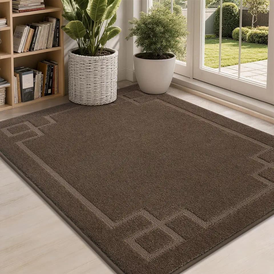 BEQHAUSE Door Mat 32" x 48", Non-Slip Door Mats Indoor Washable, Brown