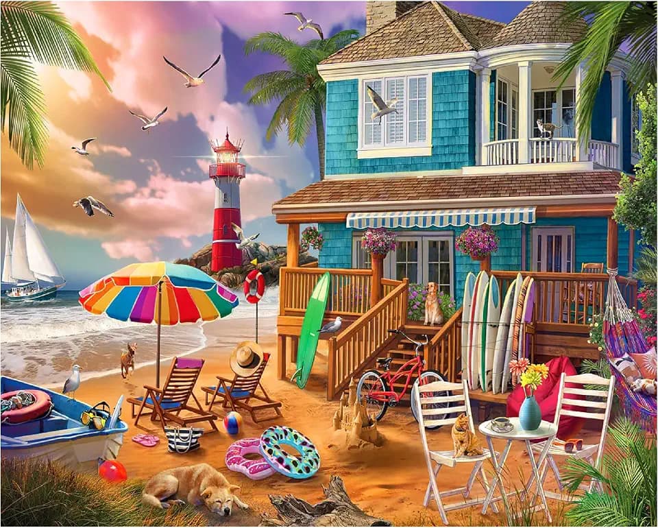 White Mountain 1000 Piece Jigsaw Puzzle Scenic Coastal Summer, On The Beach