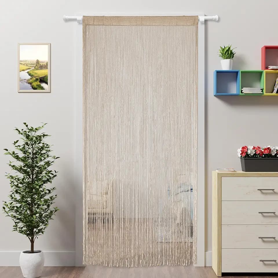 Türvorhang, Fliegengitter, Fadenvorhänge, Fenstertüren, Perlen, Bildschirme, Quaste, Türen, Jalousien, Raumteiler, Küche, Outdoor, Insekten, Insekten, Paneel (Champagner, 100 x 280 cm)