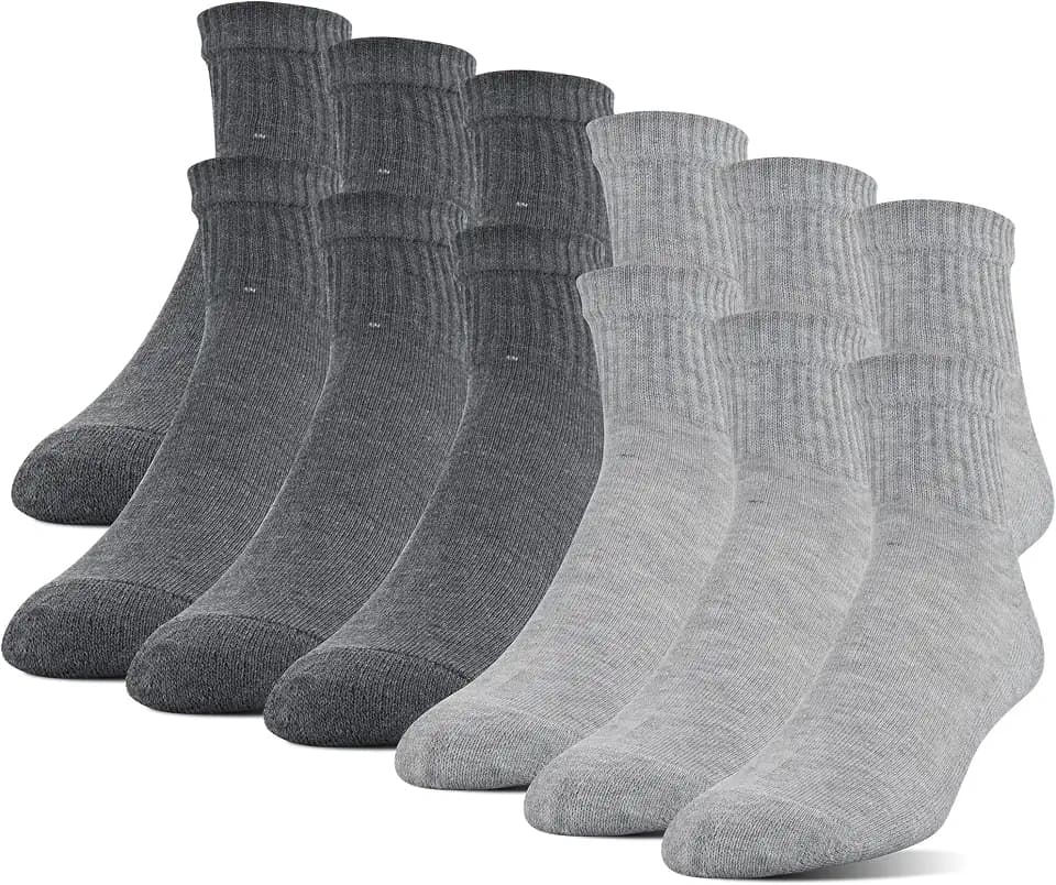 Gildan Men's Polyester Half Cushion Ankle Socks, 12-Pairs