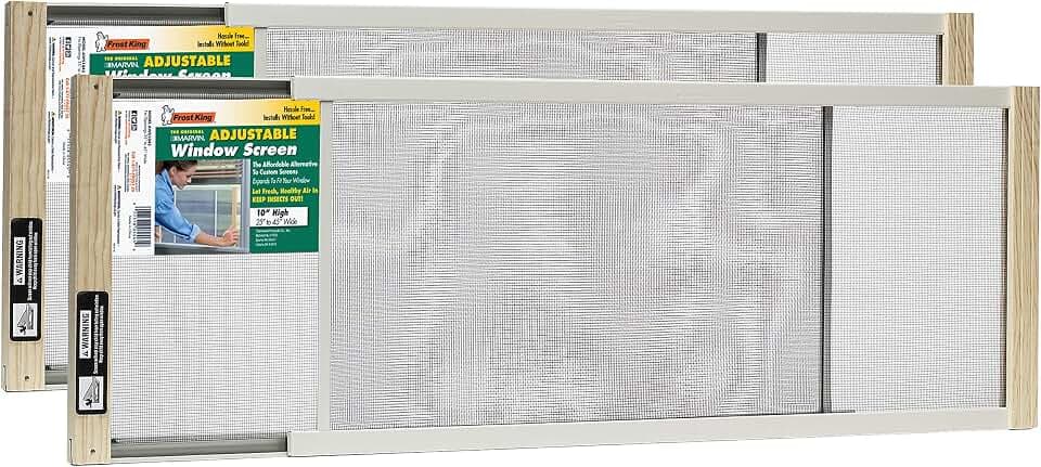 Frost King 2AWS1045 WB Marvin Adjustable Window Screen, 10in High x Fits 25-45in Wide (2-Pack)
