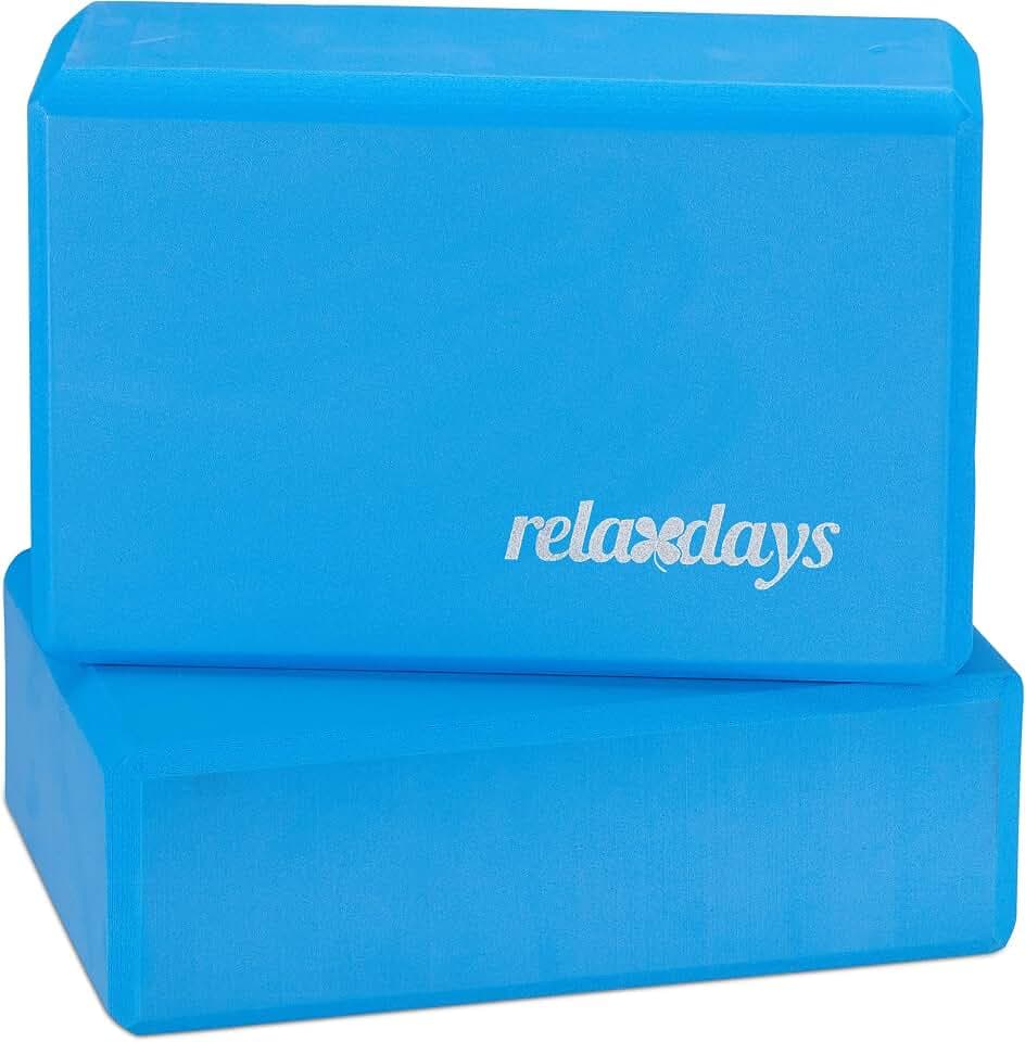 Relaxdays Yogablock im 2er Set, Yoga-Klötze für Yoga-Übungen, Hartschaum, rutschfest, HBT 8x23x15 cm, Farbwahl