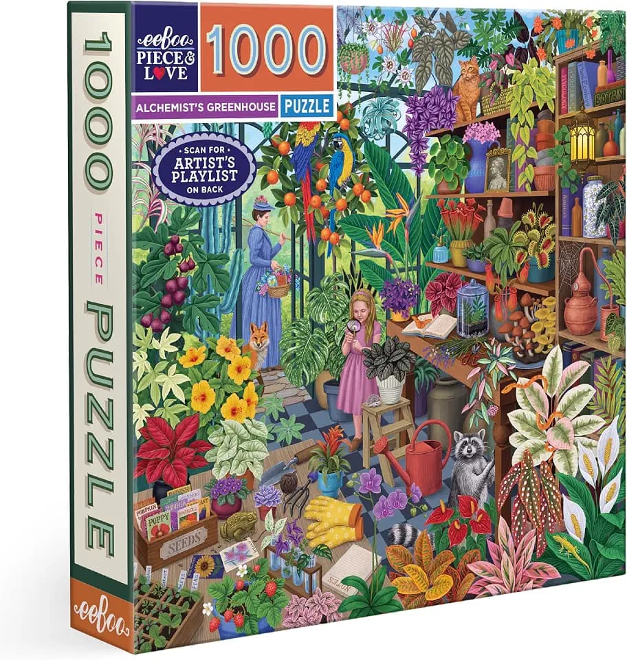 Eeboo Puzzle 1000 Teile Alchemist's Greenhouse – Puzzle für Erwachsene 1000 Teile – Maße 58,5 cm x 58,5 cm