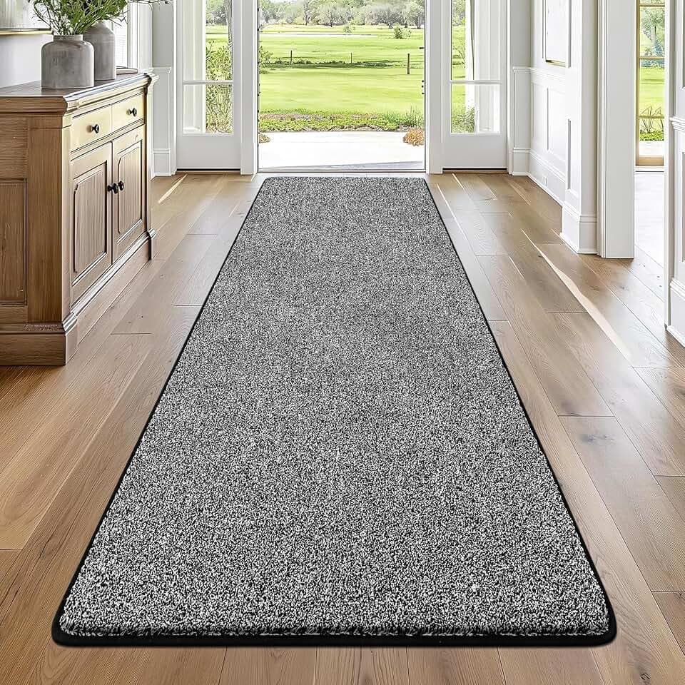 Enyhom 80x200cm Teppich Läufer Waschbarer Läufer Flur rutschfest Waschmaschine Flurteppich Küchenläufer für Eingangsbereich Schlafzimmer Korridor Schwarz&Weiß