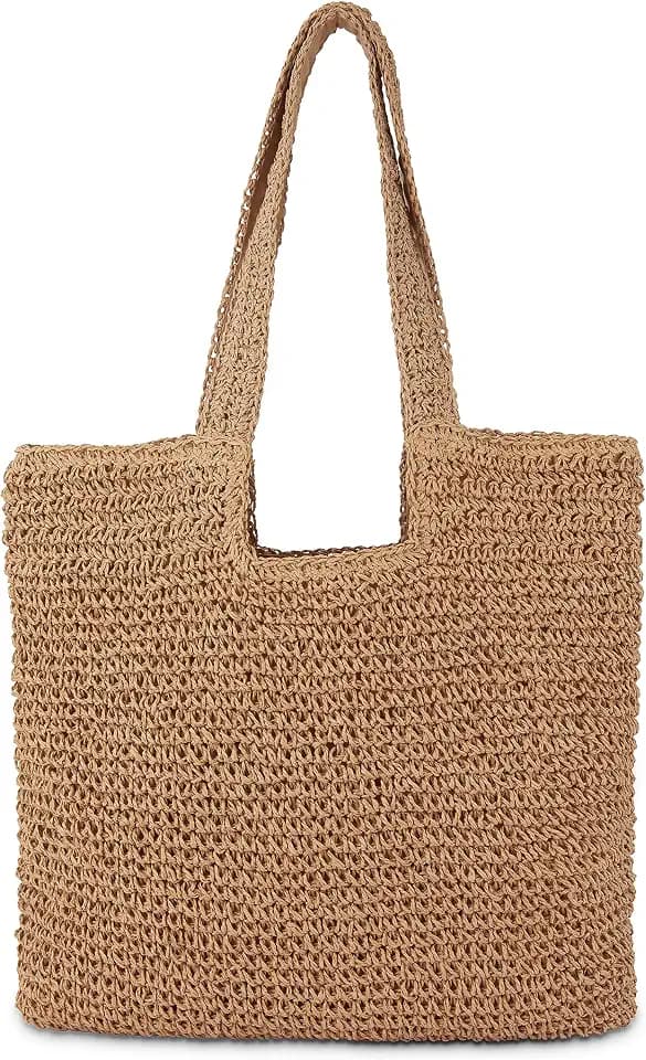 Straw Beach Tote Bag: Large Summer Boho Woven Bags