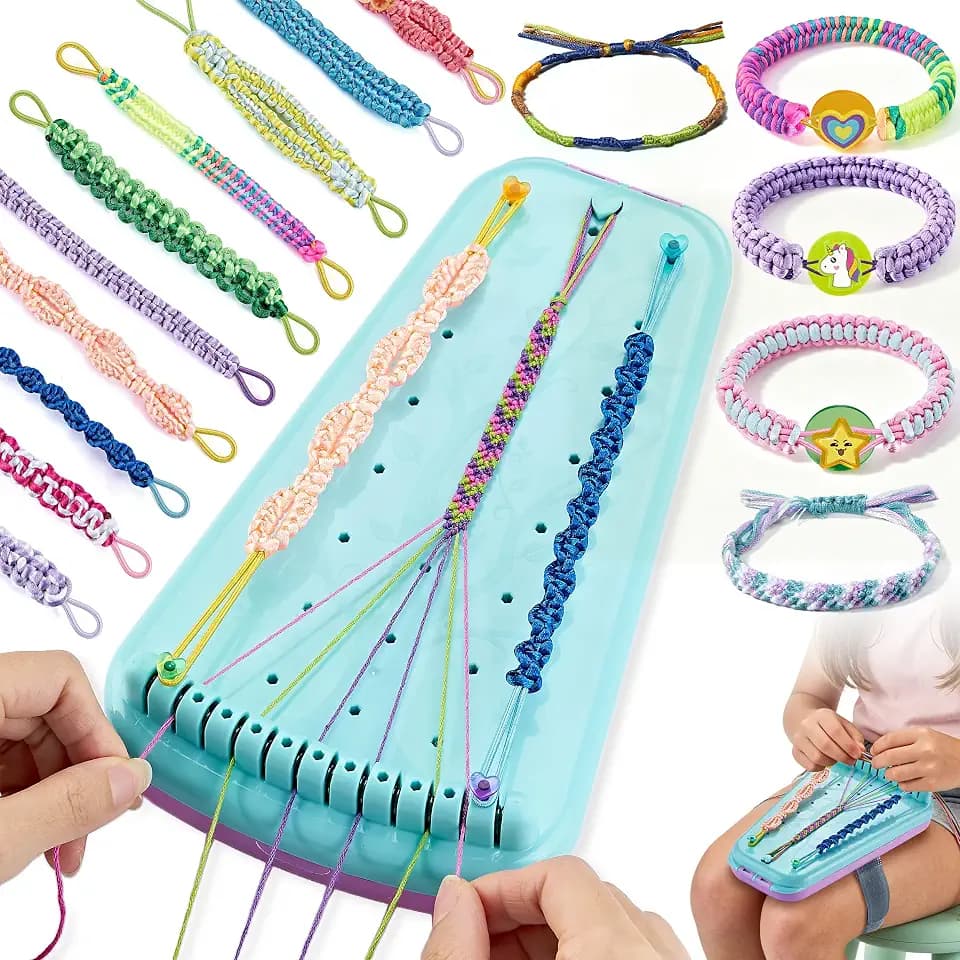 Chilpals Friendship Bracelet Making Kit - Innovative Leg Strap Design(Blue)