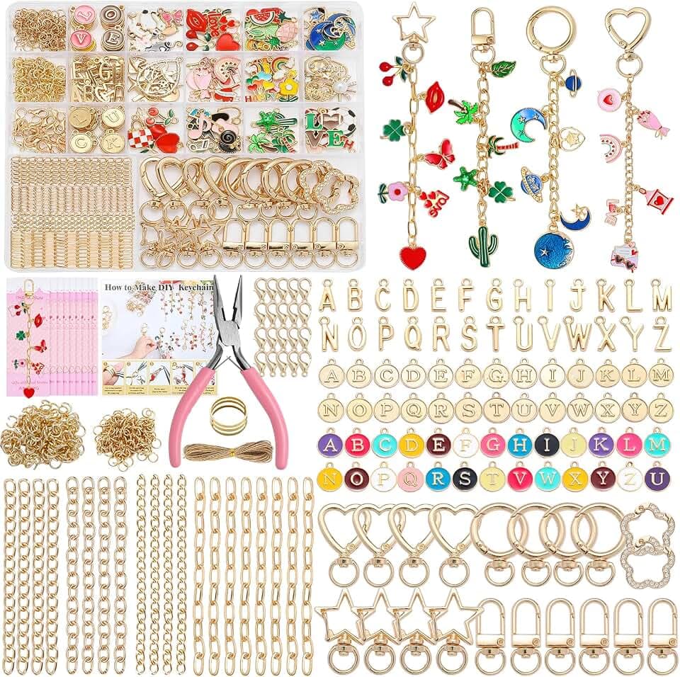 Riwiuue 668Pcs Lip Gloss Keychain Making Kit, DIY Charms Key Chain Kit