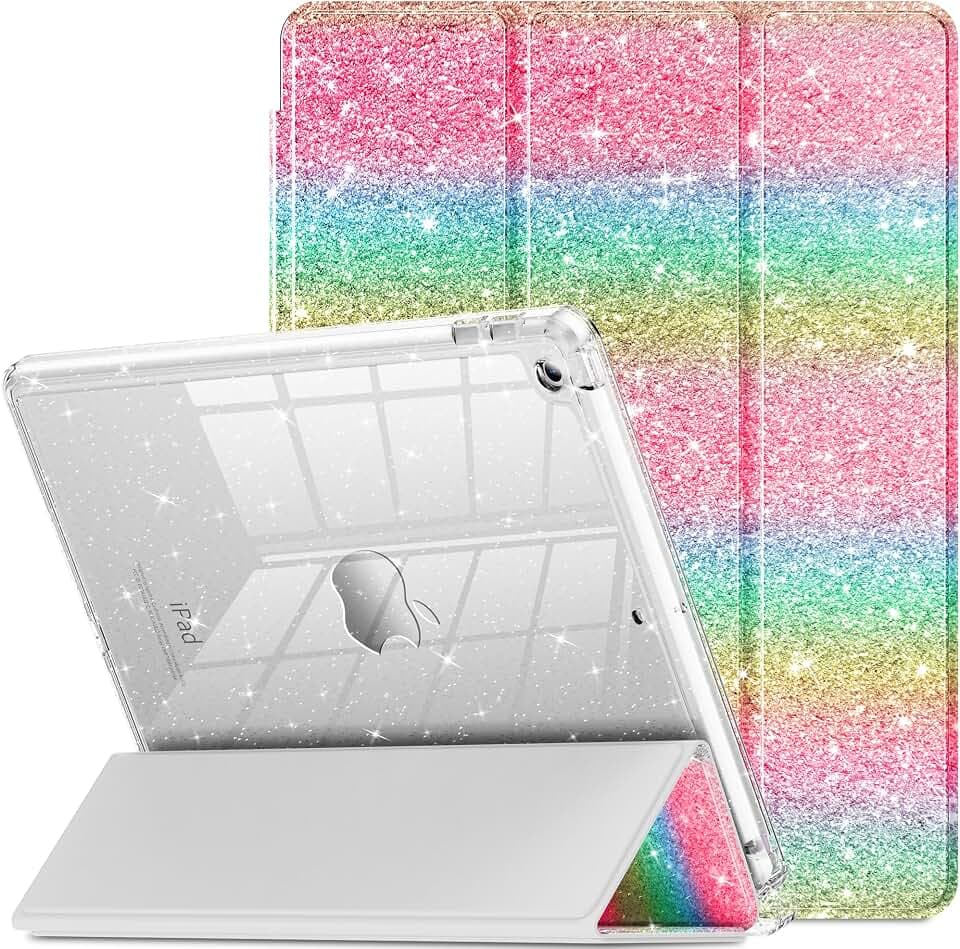INFILAND Case for iPad 9th/8th/7th Generation 10.2 inch (Rainbow Shimmer)