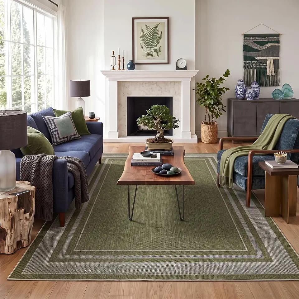 GarveeHome 5x7 Washable Rug for Bedroom Solid Easy Jute Living Room Rugs