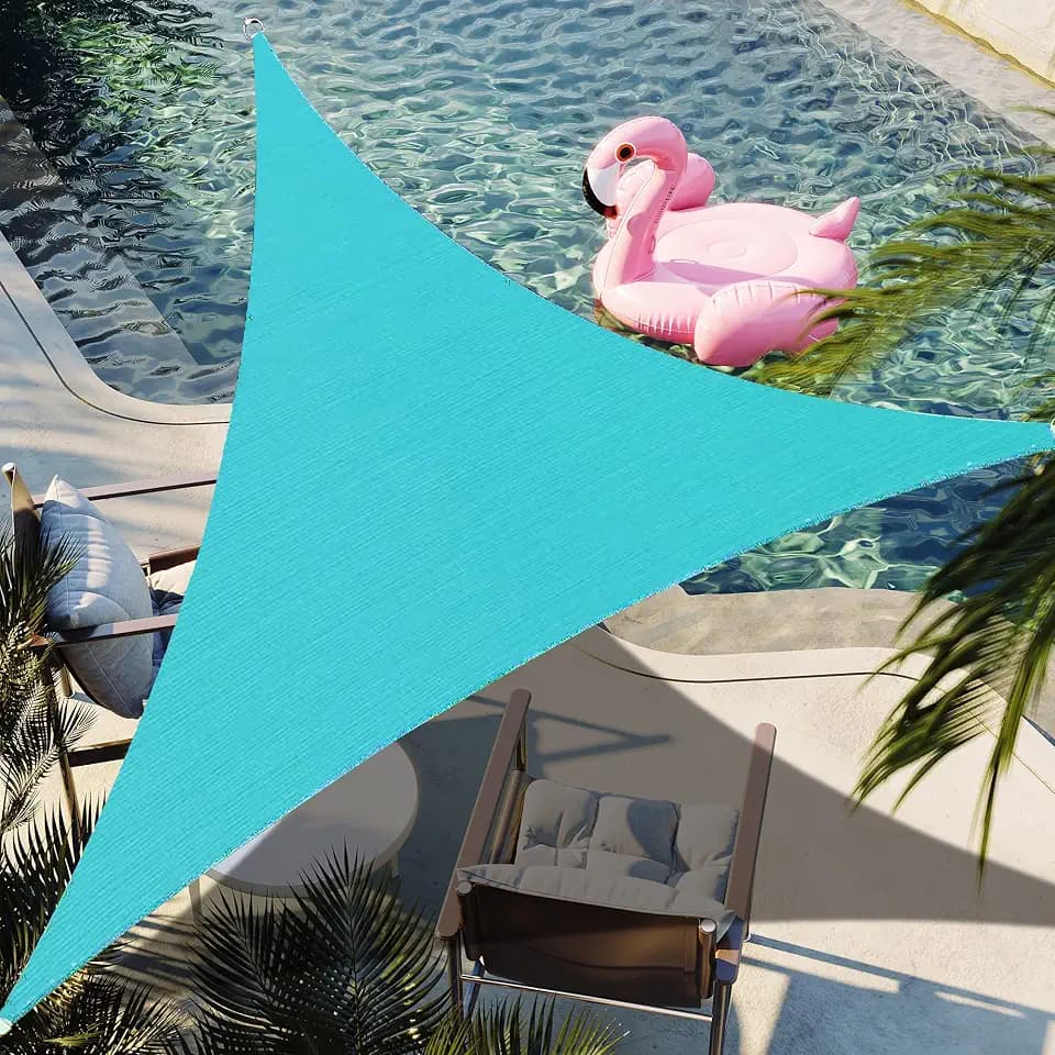 16' x 16' x 16' Turquoise Triangle Sun Shade Sail Canopy Durable Fabric UV Block Awning Custom