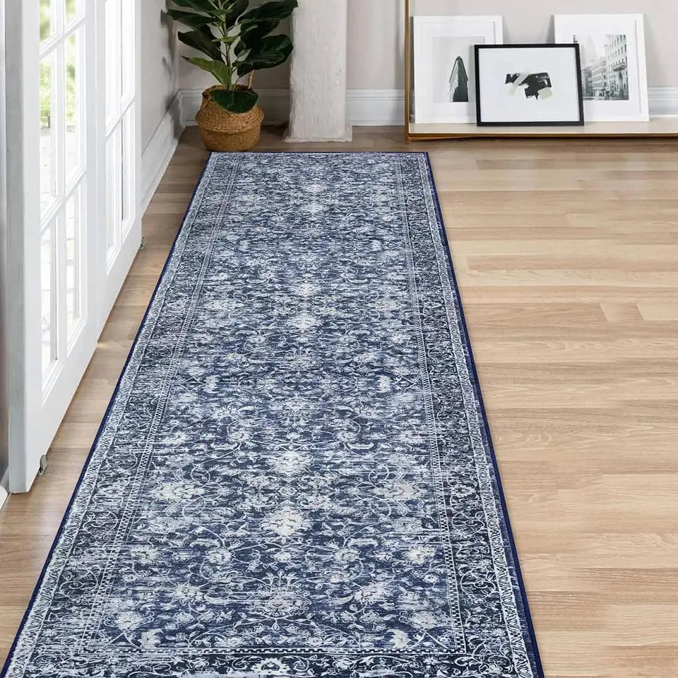 KILOCOCO Hallway Runner 2x7 Washable Runner Rug Non-Slip Kitchen Rug, Blue