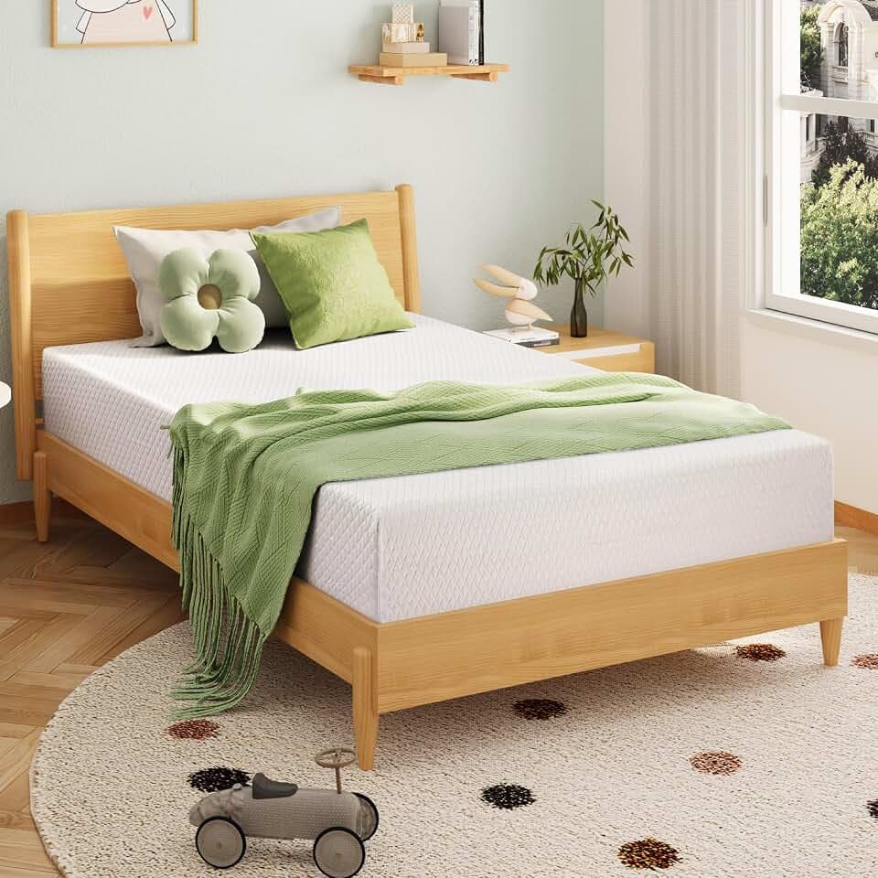 EGOHOME 5 Inch Twin Mattress for Kids, Green Tea Memory Foam, Bed in A Box