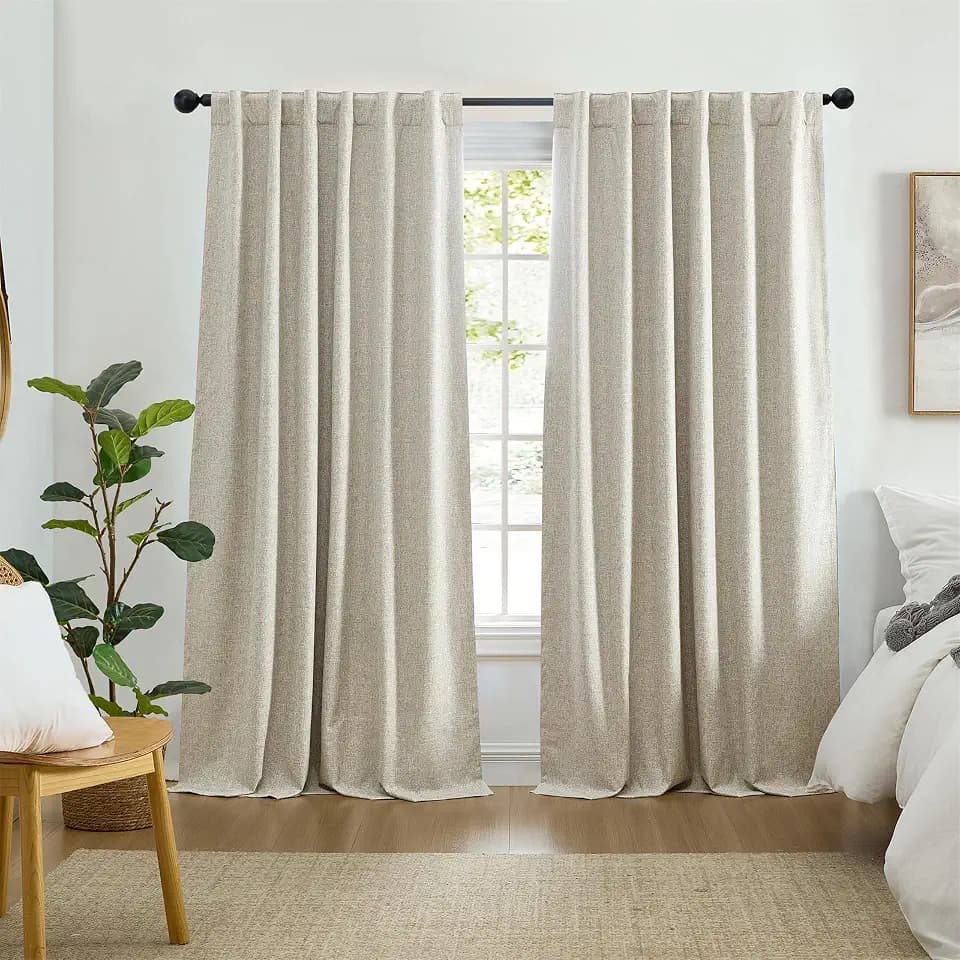 Threadmade Solace Blackout Window Panel, Linen - 52" W x 95" L