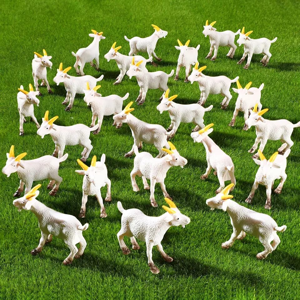 Foilswirl 50 Pcs Mini Goat Figurines Miniature Resin Farm Animal Figurines Set for Decorating Outdoor Micro Landscape Mini Gardens Potted Plant Accessories and Creative DIY Props Cake Topper (Goat)