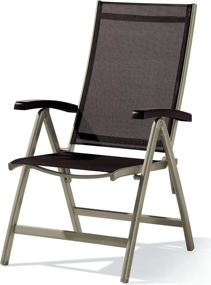 Sieger 945/C-M Klappsessel Bodega, Aluminium, Vollkunststoff und Textilux-Gewebe, champagner-mocca