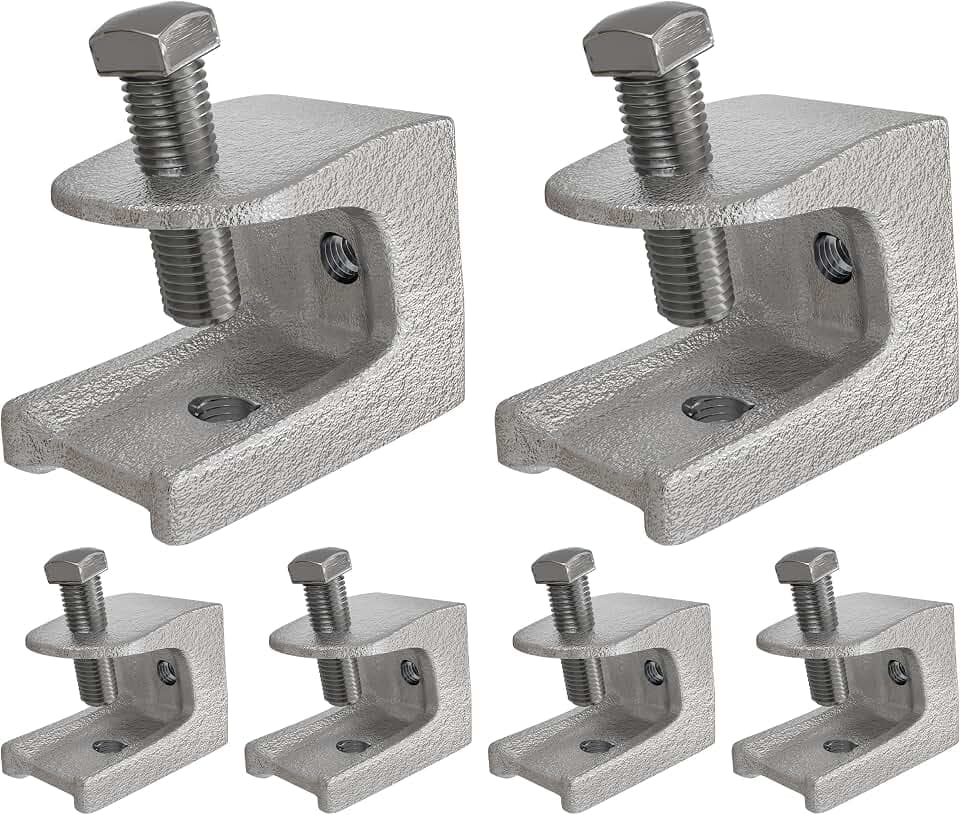 OHLECTRIC Beam C Clamp, Malleable Iron, Zinc Plated, 1-1/8 in, 6-Pack