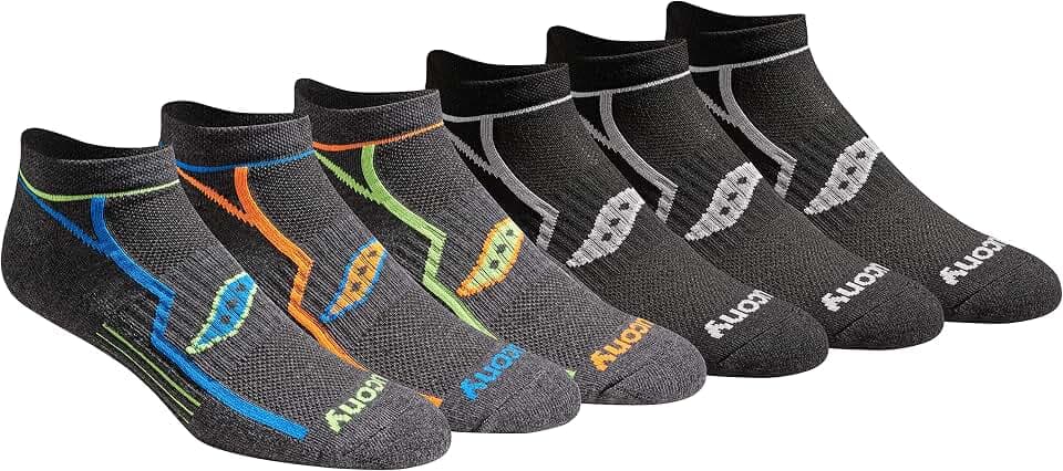Saucony Men's Rundry Bolt Performance No-show Socks, Available in M-xxl (6, 12, 18 Pairs)