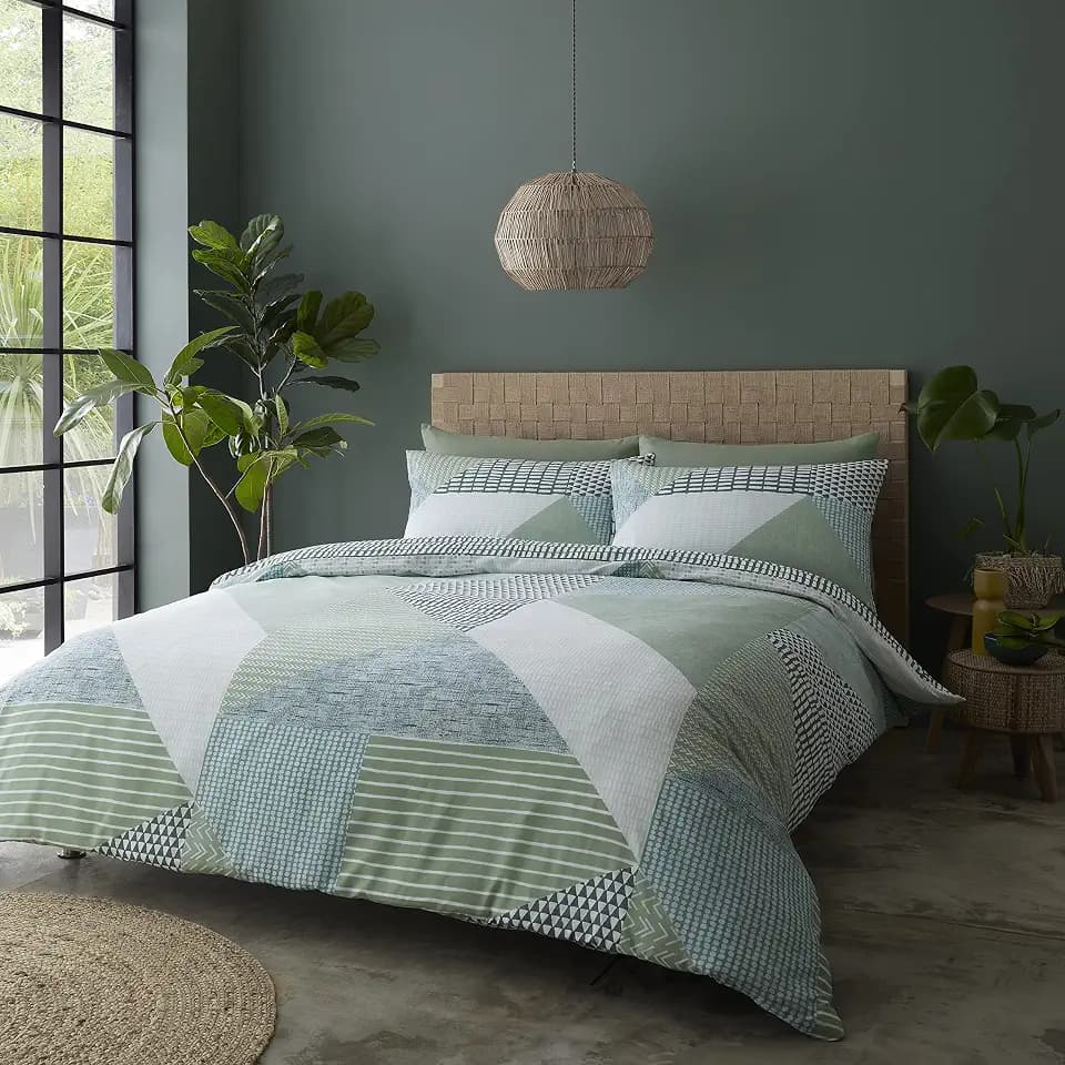 Catherine Lansfield Larsson Geo Green Bettwäsche 200 x 220 + 60 x 70 (2)
