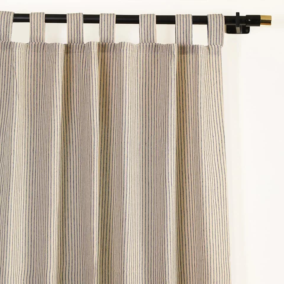 THE ART BOX Gauze Tab Top Curtains, Blue Striped, 96x42, 2 Panels