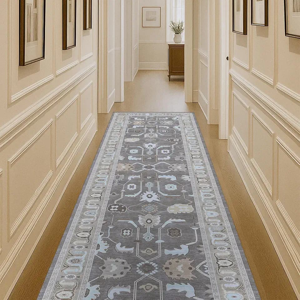 Fame Living Faded Oushak Rug, Turkish Vintage Floral Pastel Large Oversized Area Rugs for Living Room Dining Bedroom Kitchen Bathroom Nursery (854BB, 2'5" x 6'5")