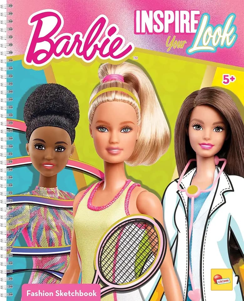 Lisciani - BARBIE - Skizzenbuch Inspiriert Deinen Look - BARBIE Modelle zum Anziehen - Kreatives Spiel - Supermodische Kleidung - Farbe Marker - Für Mädchen ab 5 Jahren