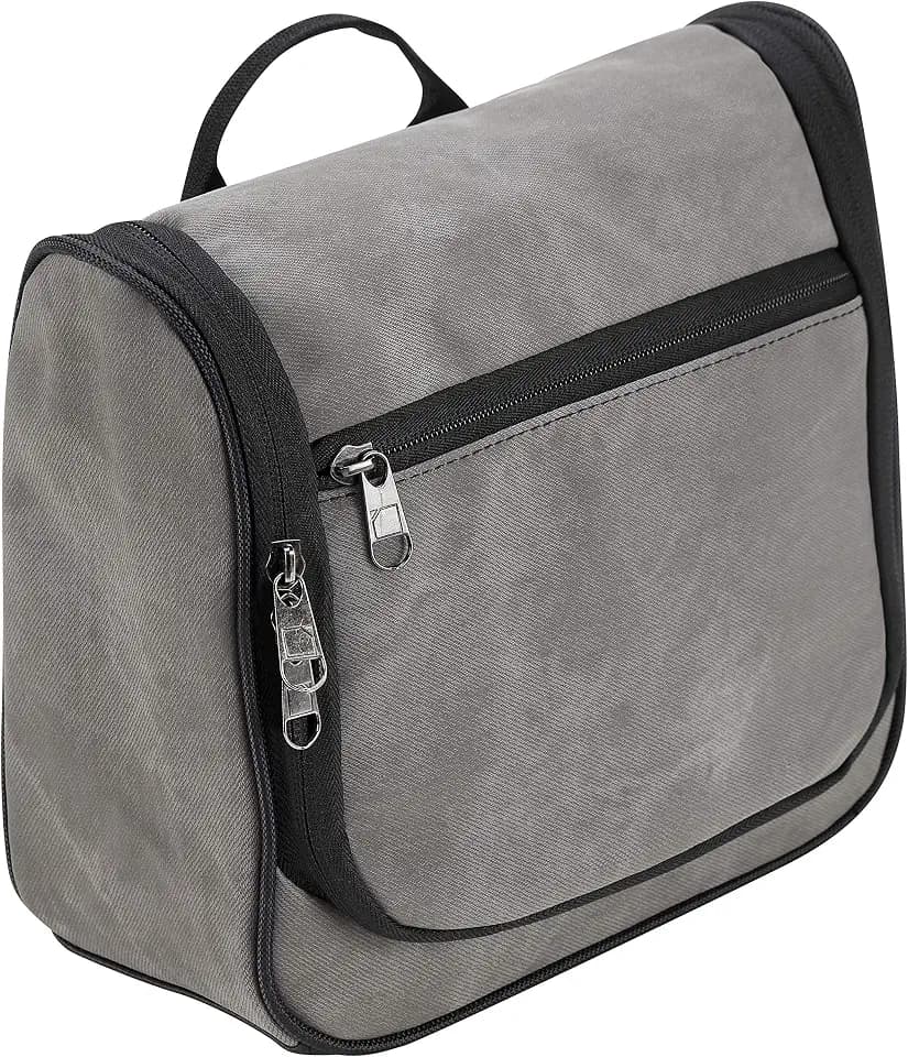 Lewis N. Clark Brushed Twill Hanging Toiletry Kit Bag for Travel Accessories, Shampoo, Cosmetics + Personal Items, Gray