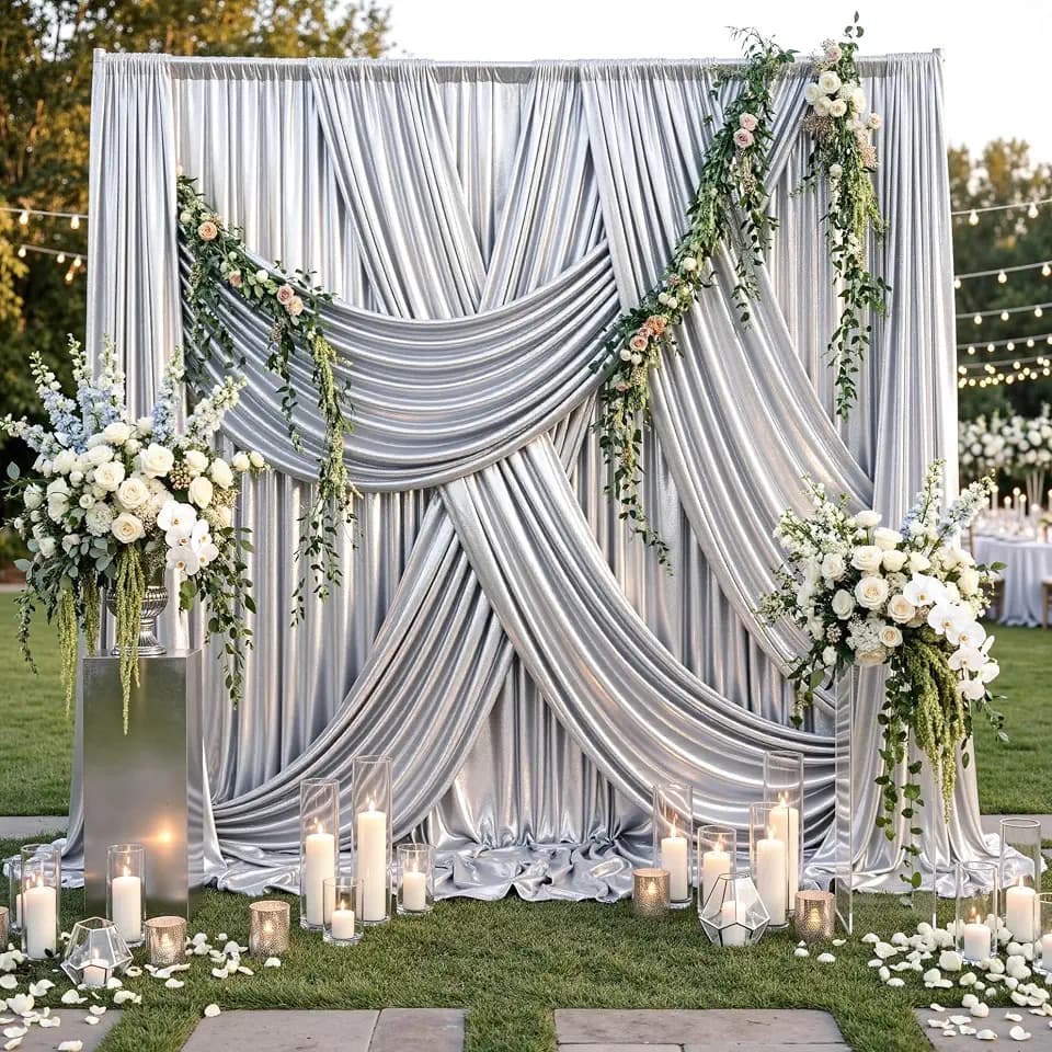 20x12FT Silver Sequin Curtains Backdrop, Wrinkle Free Back Drop for Wedding