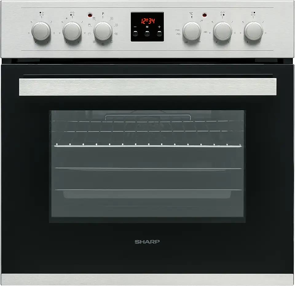 Sharp K-62D19IM0-EU Einbau-Backofen 60 cm, 78 Liter, Edelstahl, Heißluft, Multifunktionsbackofen, versenkbare Drehknebel, Energieeffizienzklasse A