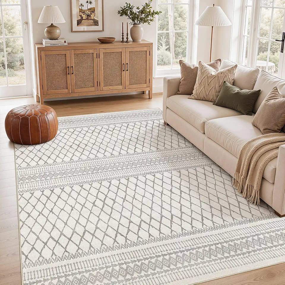 cotiled 6x9 Area Rugs for Living Room: Boho Washable Rug for Dining Room