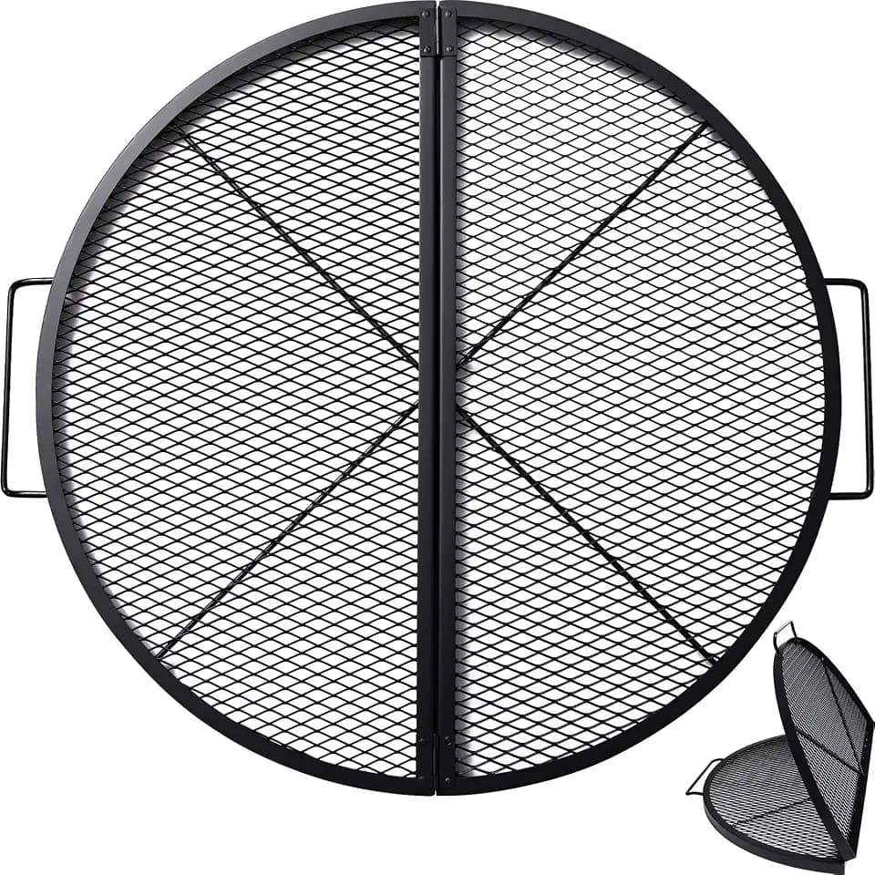 36 Inch X-Marks Fire Pit Grate, Folding Campfire Grill Grate