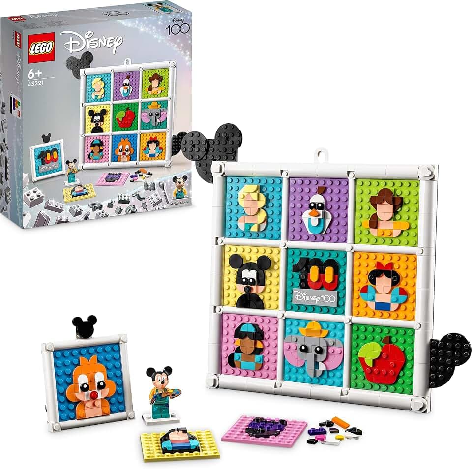 LEGO 43221 | Disney 100 Jahre Disney Zeichentrickikonen, Bastelset und DIY Set als Wandkunst und Schlafzimmer Accessoires, mit Mickey Maus und Co.