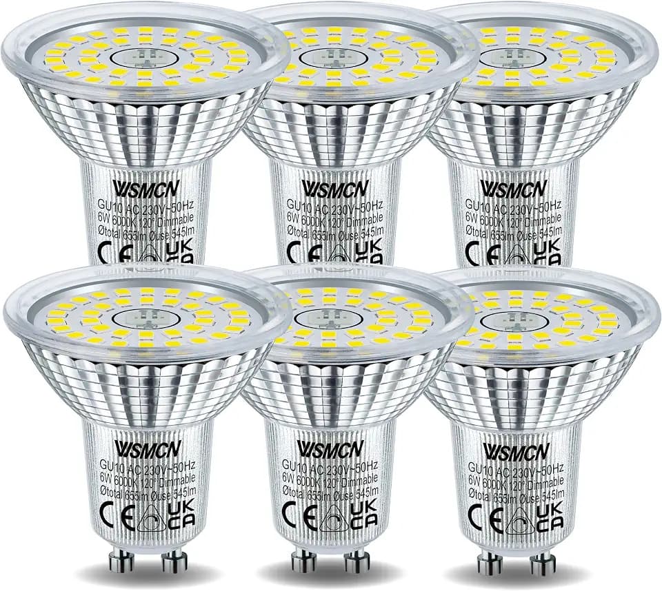 GU10 LED Dimmbar Kaltweiss Lampe 6000K 545LM, 6W Ersetzt 75W Halogen