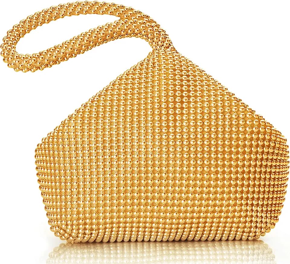 BABEYOND Women's Beaded Clutch Triangle Evening Bags Classy Wristlet Purse