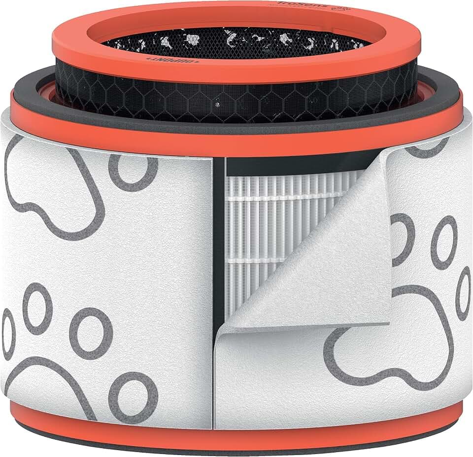 Leitz TruSens Haustier 3-in-1 HEPA Filtertrommel für Leitz TruSens Z-2000/Z-2500 Luftreiniger, Waschbarer Vorfilter, HEPA Filter, Aktivkohlefilter, Beseitigt Haustiergerüche & Tierhaare, 2415129
