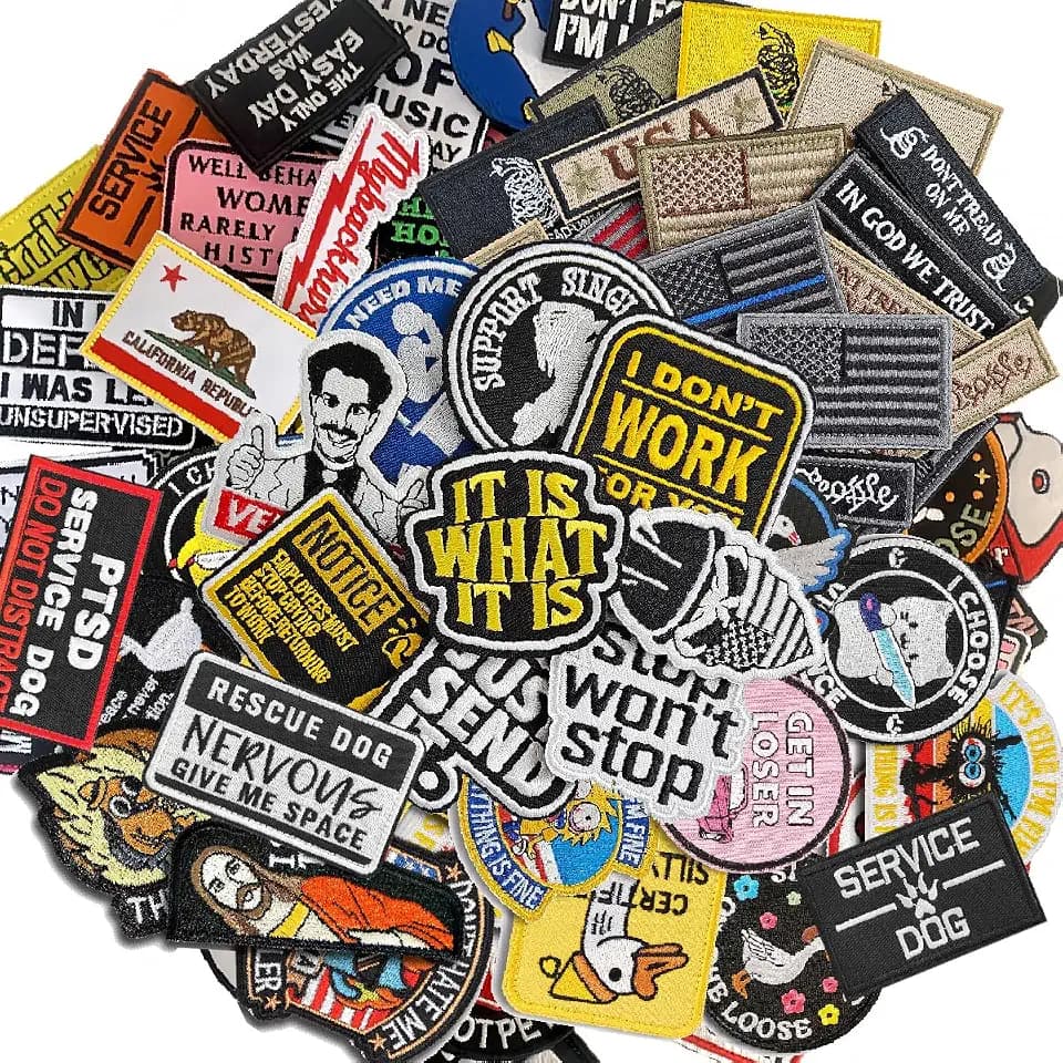 SYLVASS 50PCS Random Funny Hook and Loop Patches Set, Embroidered Tactical Morale Patches, Suitable for Hat, Backpack, Cap, Vest, Helmet, Uniform