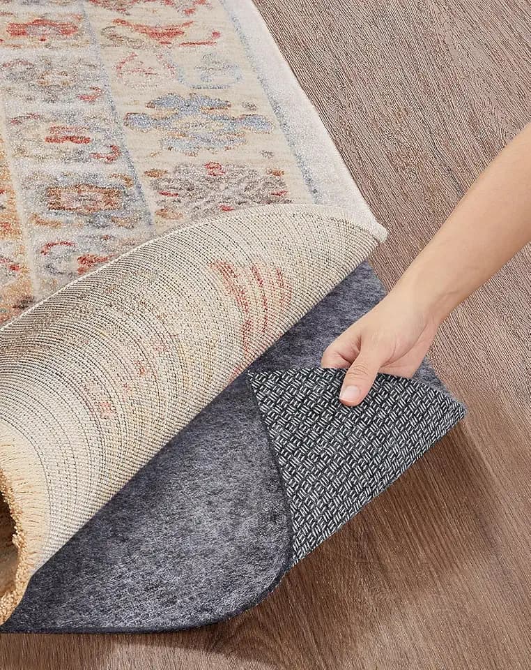Veken Non Slip Cushioned Rug Pad Gripper, Felt and Silicone Backing, 7 x 10 Ft, 1/4 inch Thick Carpet Liner Protector Mat for Area Rugs and Hardwood Floors, with Over 99 Pcs Anti-Slip Strips Pattern
