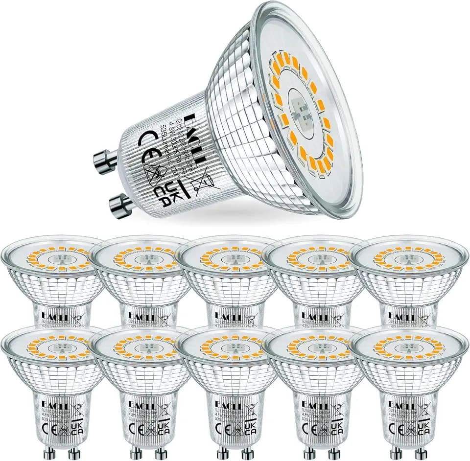 EACLL GU10 LED Warmweiss 4.8W Ersetzt 70W Halogen Leuchtmittel, 10er-Pack