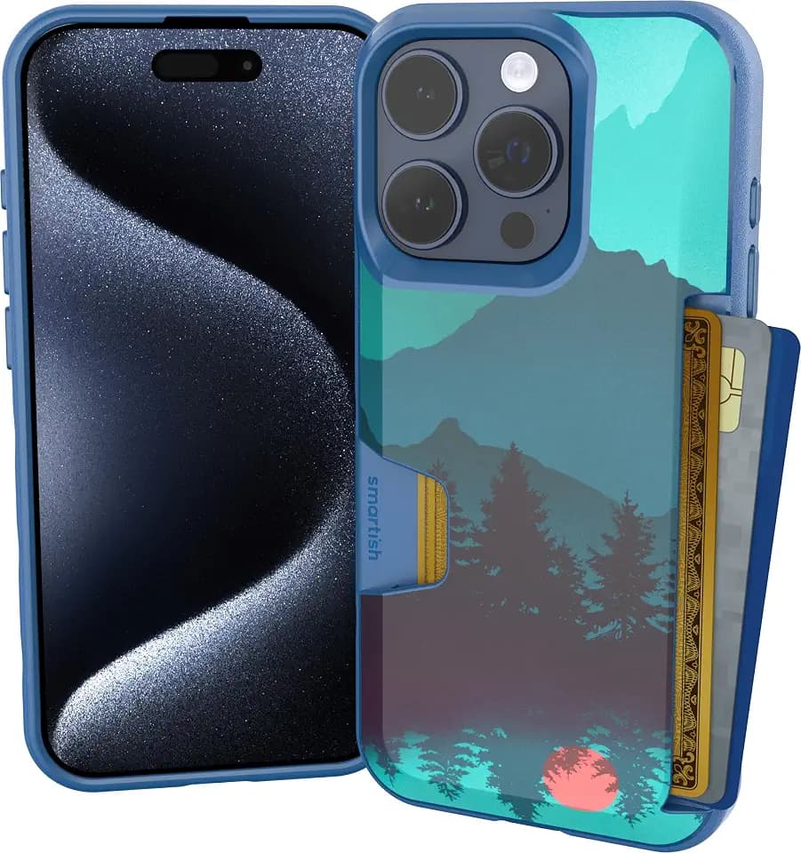 Smartish iPhone 15 Wallet Case, Card Holder, Wallet Slayer Vol 1, Mountains