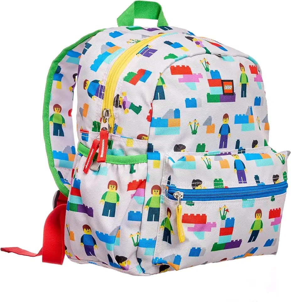 LEGO PRESCHOOL BACKPACK, Toddler-Sized School and Travel Bag for Boys and Girls, Minifigure Bricks