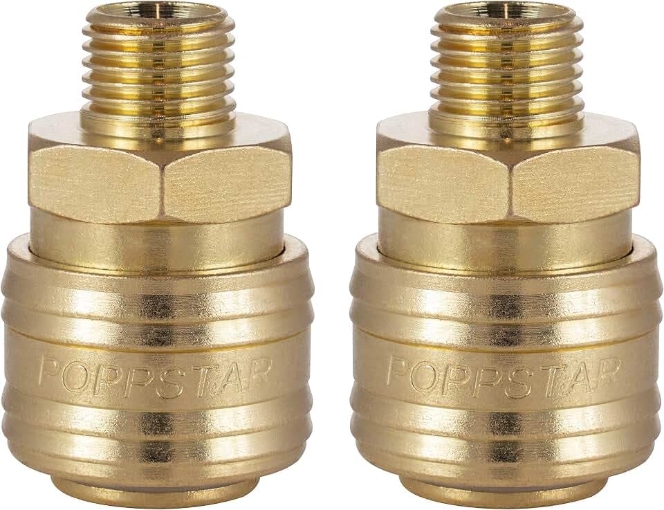 Poppstar 2x Schnellkupplung Druckluft NW 7,2 mit 1/4 Zoll Außengewinde für Druckluft-Anschluss