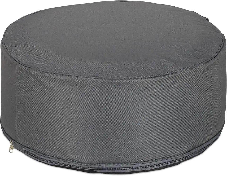 Relaxdays Aufblasbarer Hocker, Outdoor Pouf für Camping & Garten, Sitzhocker rund, Sitzpouf, HxD: 26 x 56 cm, dunkelgrau, 1 Stück