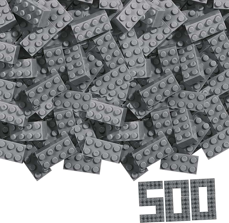Simba Blox 500 graue Bausteine - 8er Steine kompatibel mit Anderen Herstellern - Baustein Set für Kinder ab 3 Jahren - im Karton - hochwertige Spielsteine kindgerecht