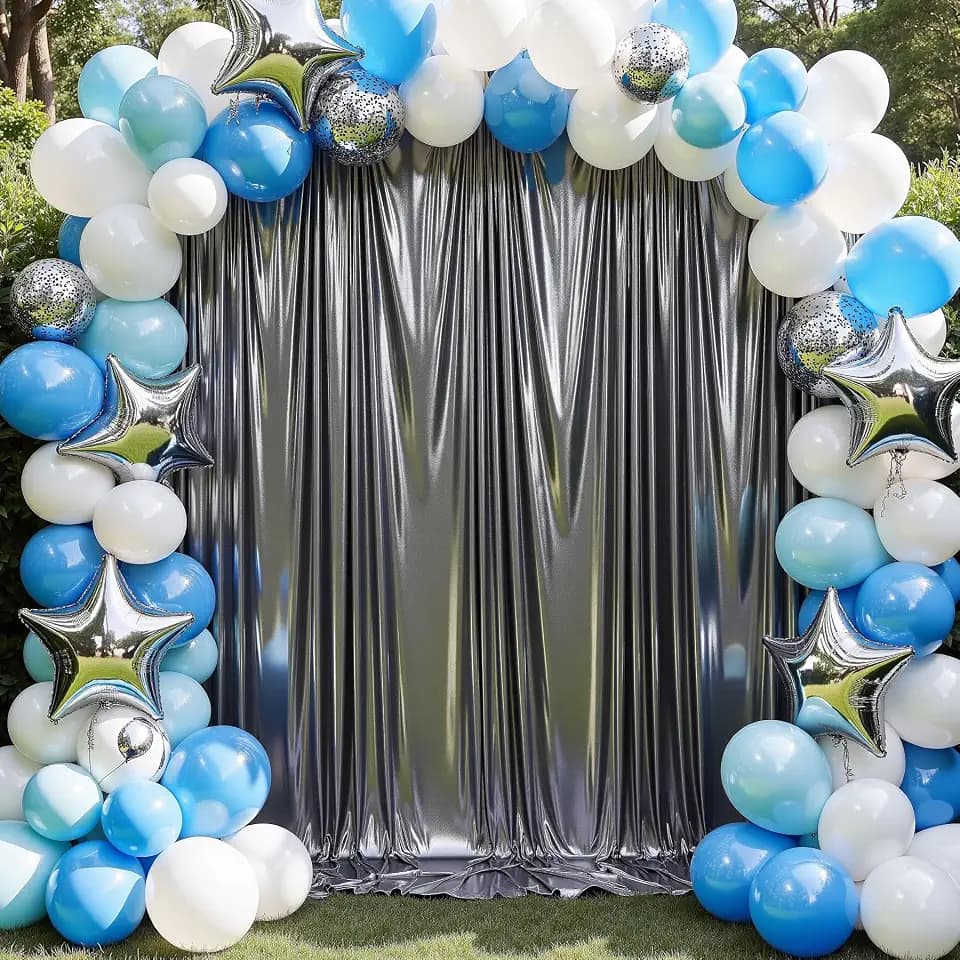 10x10ft Wrinkle Free Black Silver Sequin Backdrop Curtain for Wedding Party