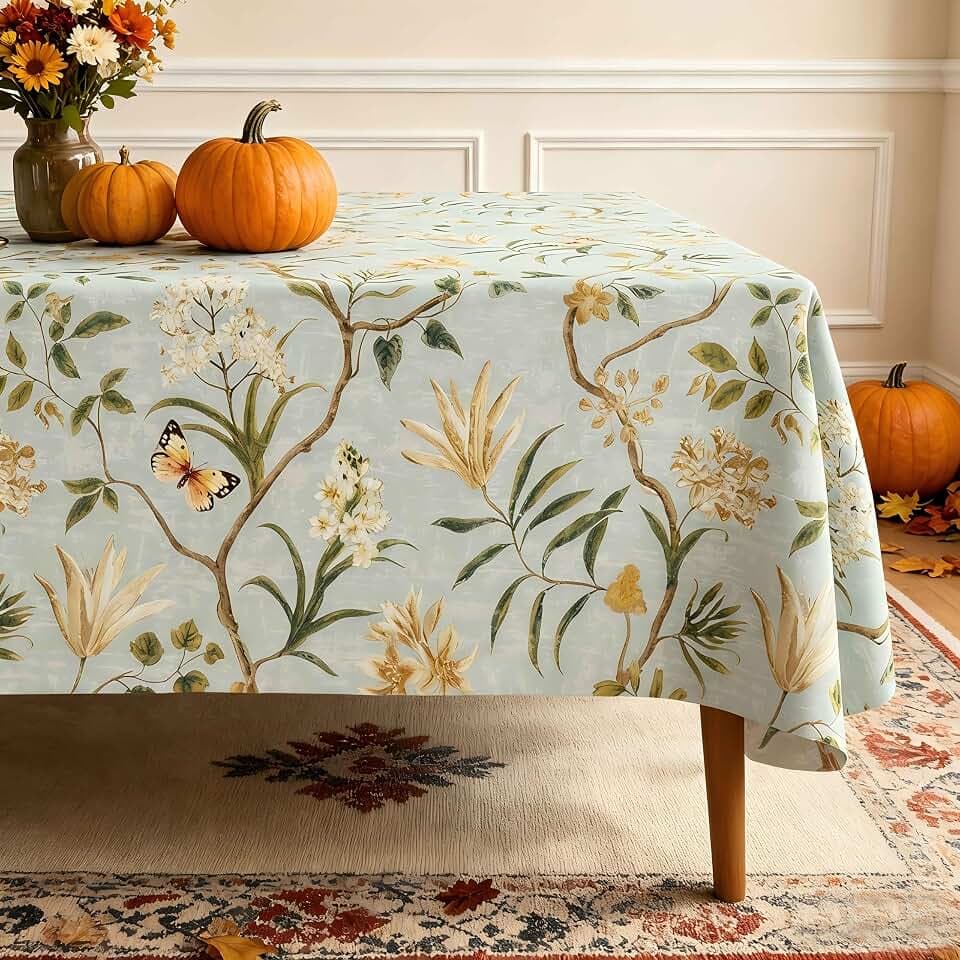 Rectangle Table Cloth,100% Waterproof Tablecloth Oil Proof Spill Proof Vinyl Table Cloth, Wipe Clean Plastic Table Cover for Dining, Camping, Indoor and Outdoor 54" x 102",Leaves
