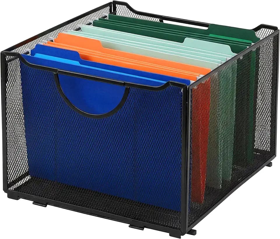 Relaxdays Hängeregister Box, Hängemappen, HxBxT: 26 x 39 x 34 cm, mit Griff, Stahl, stapelbare Büro Aktenbox, schwarz