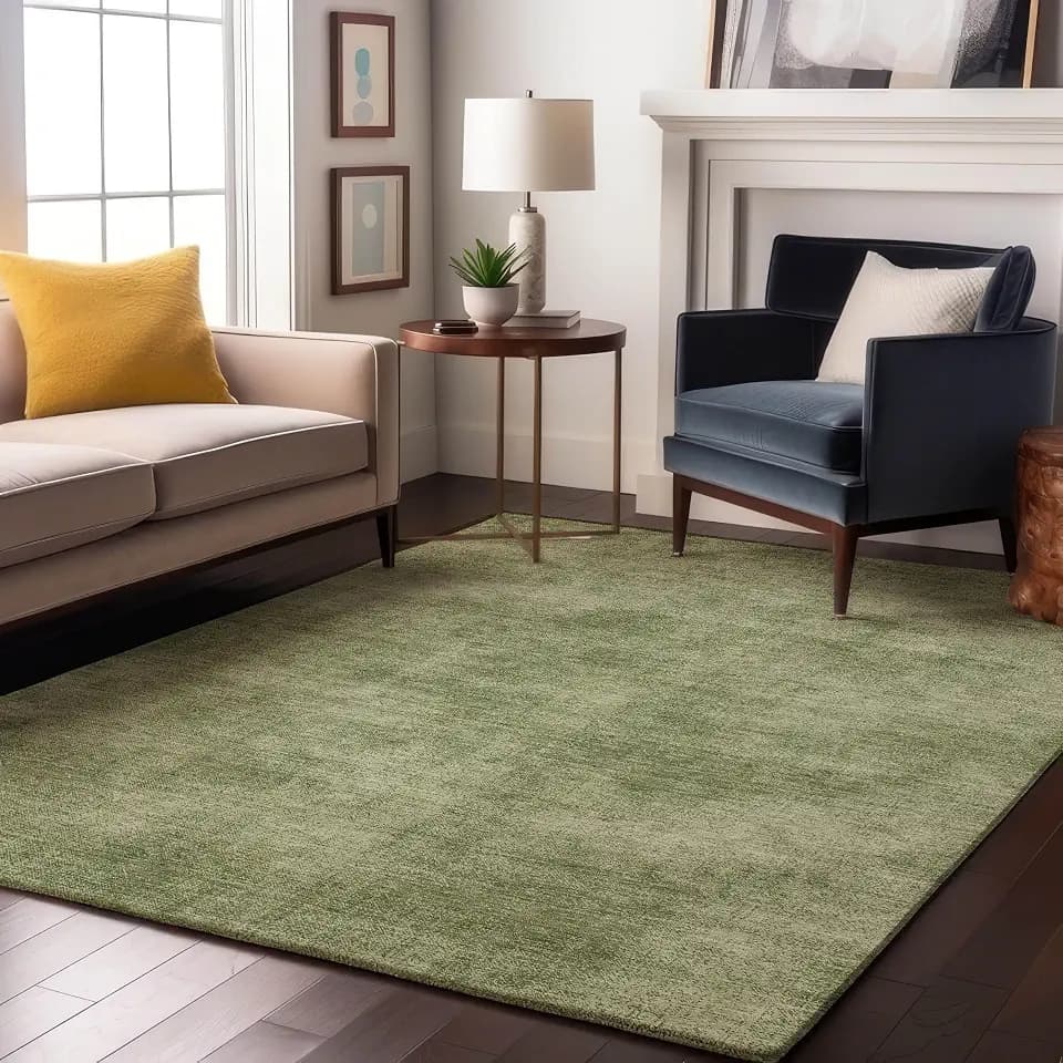 Addison Rugs Mayfield AMF1018 Green 9' x 12' Indoor Premium Machine Washable Rug, Silky Soft, Easy Clean, Non Shedding, Bedroom, Living Room, Dining Room, Kitchen Rug