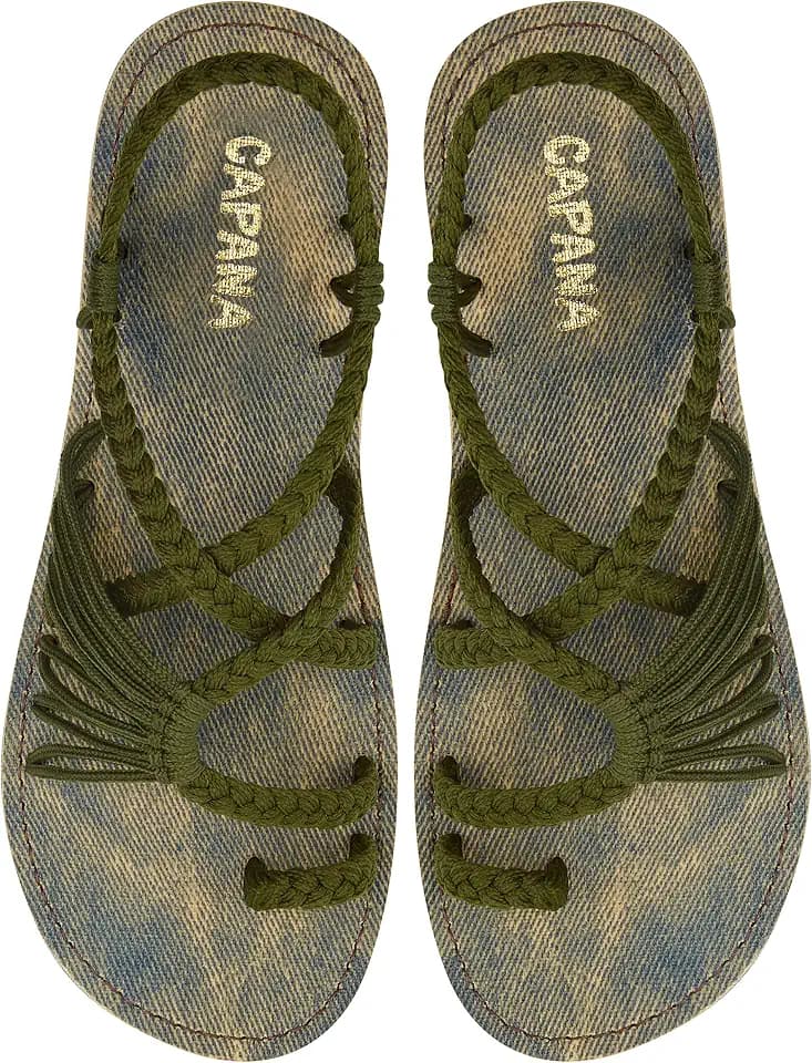 Capana Woven Women's Flat Sandals - Strappy Braided Sandals, Beach Sandals for Women Dressy Summer, Rope Bohemian Sandals, Spring Casual Womens Shoes, Comfy Boho Flats for Teen Girls – Commune