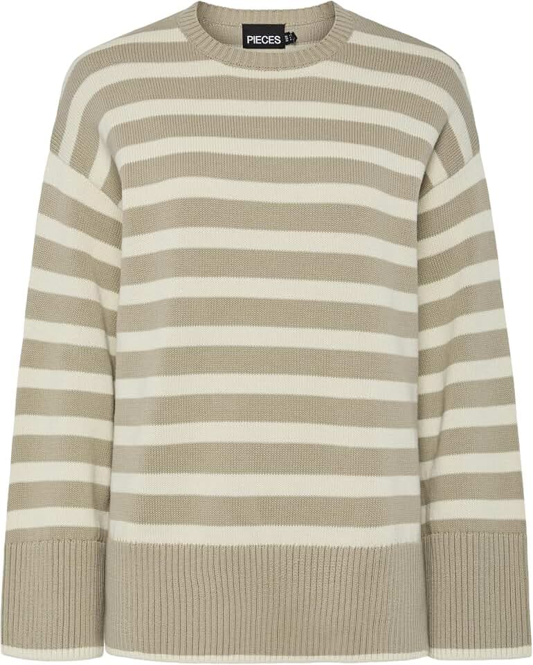 PIECES Pcava Ls O-Neck Slit Knit Noos